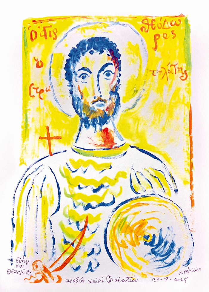 "Saint Theodore Stratelates", acrylic on card board, fr. Stamatis Skliris, 2025