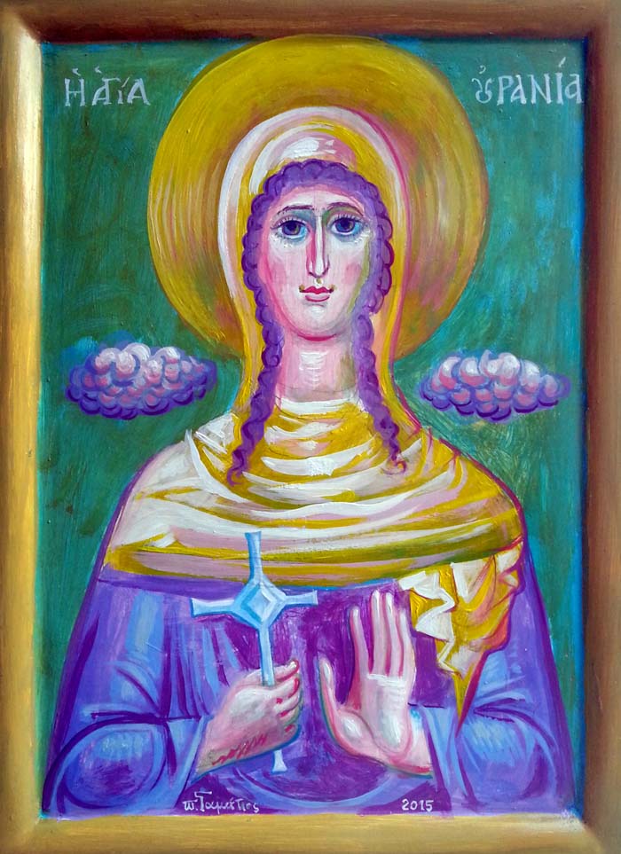 Saint Ourania, egg tempera on wooden board, March 2015.