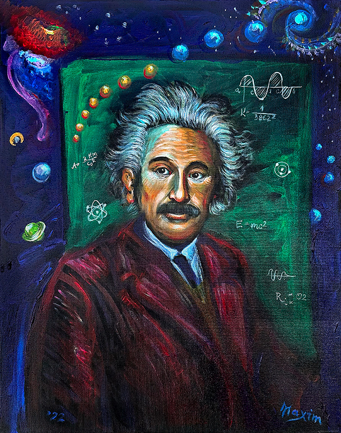 “Albert Einstein”, acrylic on canvas, Bishop Maxim, 2022