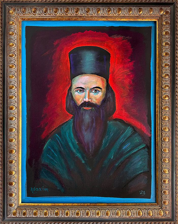 "Monk Nicholai: A Confluence of Spiritual Traditions", acrylic on canvas, Bishop Maxim, 2023
