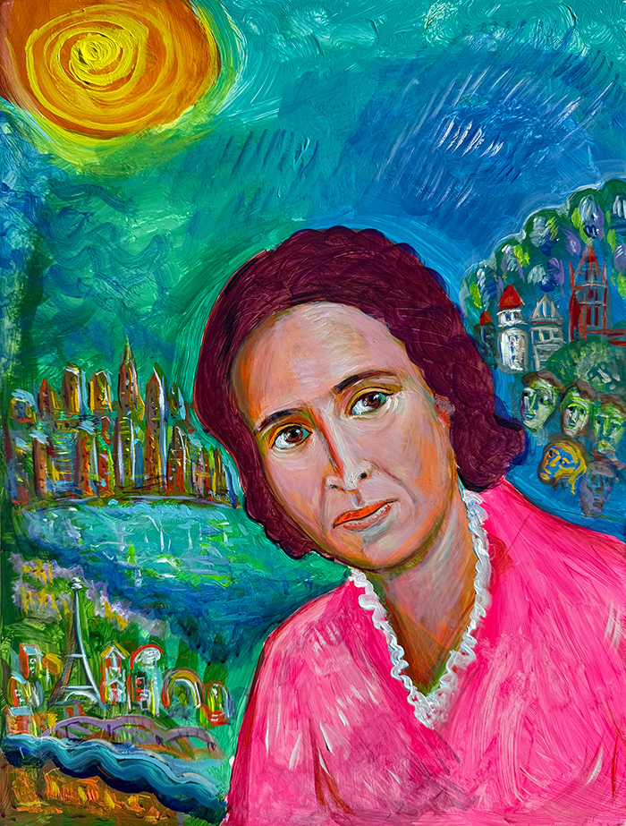 "Hannah Arendt: Vision Beyond Boundaries", acrylic on Gesso Board, Bishop Maxim, 2024