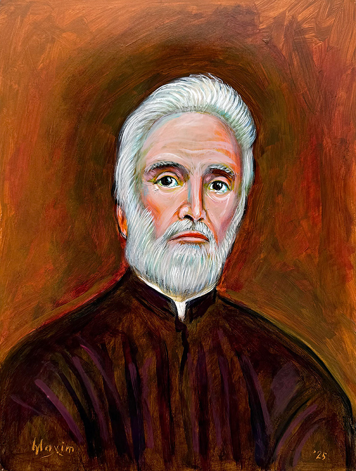"Metropolitan John (Zizioulas)", acrylic on gesso board, Bishop Maxim, 2025