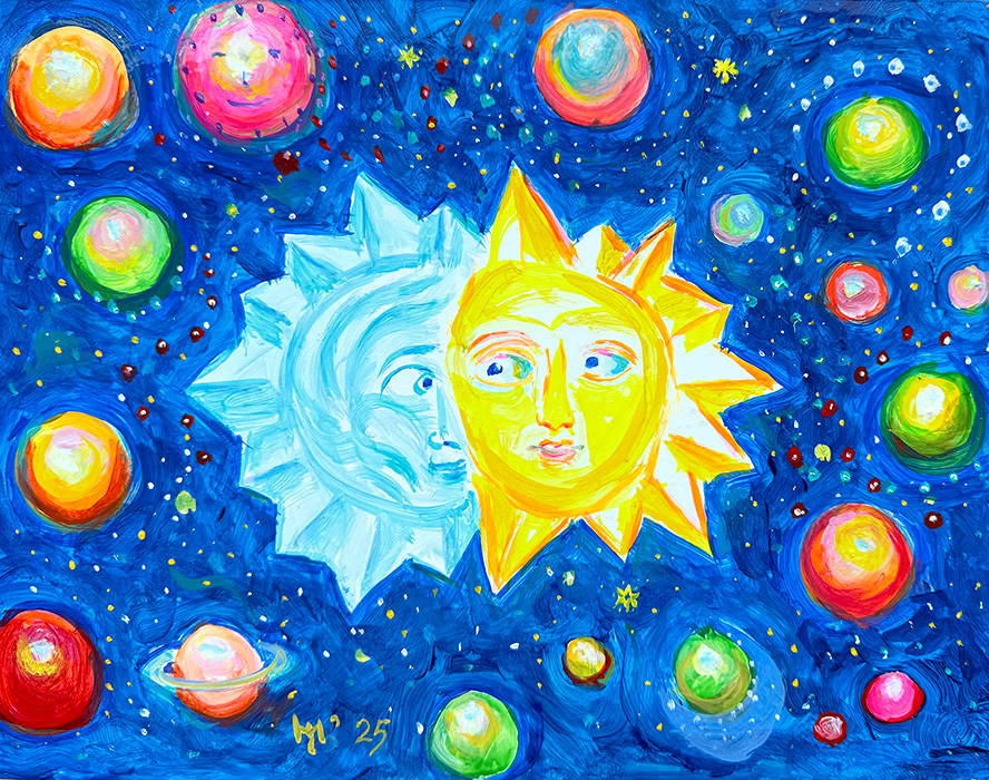 "Praise Him, Sun and Moon... All You Shining Stars", acrylic on gesso board, Bishop Maxim, 2025