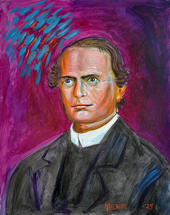 "Gregor Mendel: Patience and Revelation", acrylic on gesso board, Bishop Maxim, 2025