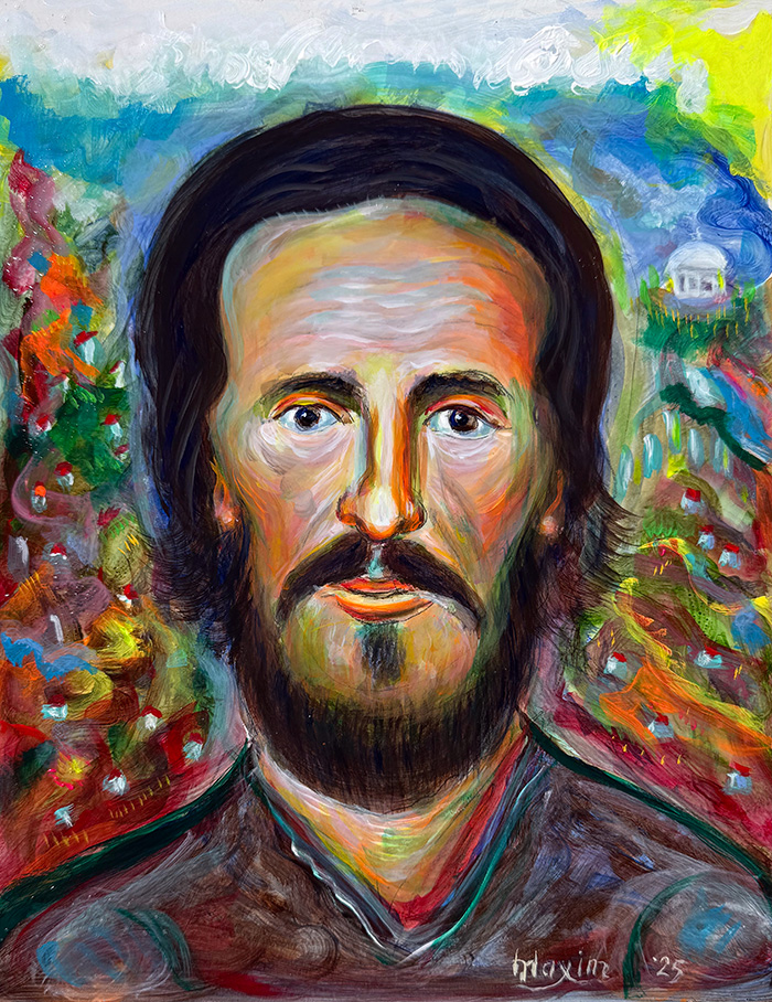 "The Quiet Strength of Atanasije", acrylic on canvas, Bishop Maxim, 2025