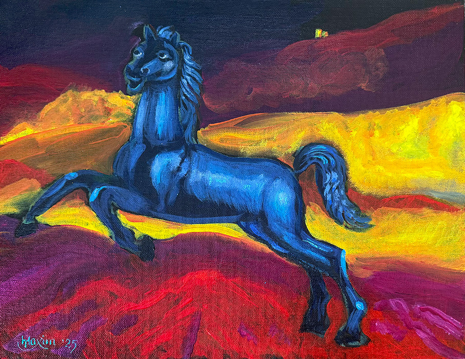 "Horse in the Dunes", acrylic on canvas, Bishop Maxim, 2025