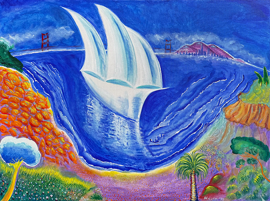 "Pacifica", acrylic on canvas, 2020, Bishop Maxim and Rada Vasiljević