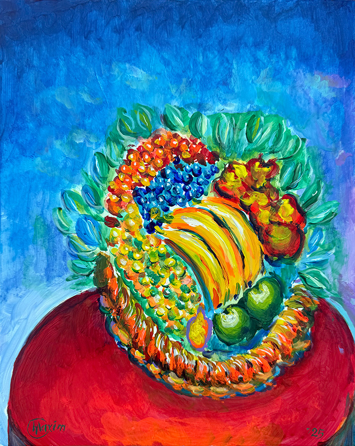 "Thanksgiving Abundance", acrylic on gesso board, Bishop Maxim, 2025
