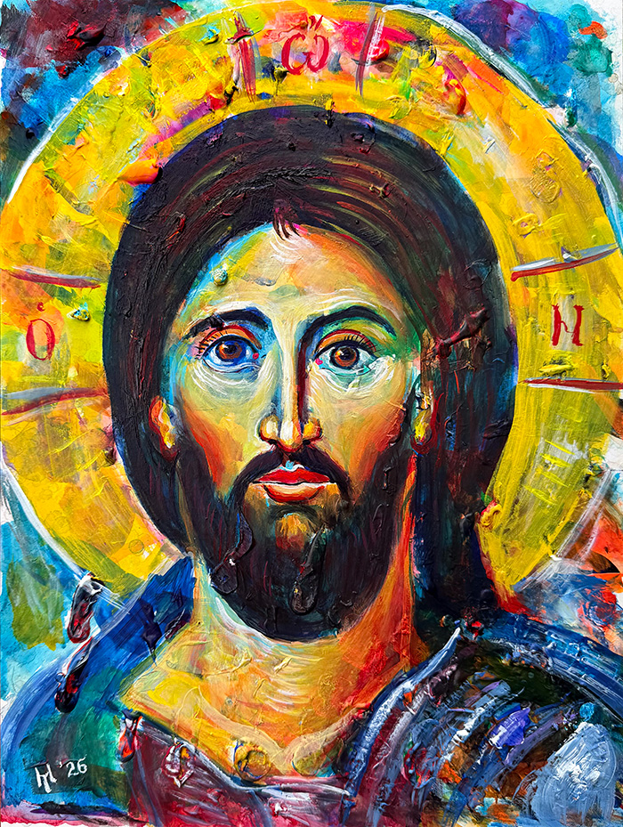 "Behold, I Am With You", acrylic on gesso board, Bishop Maxim, 2026